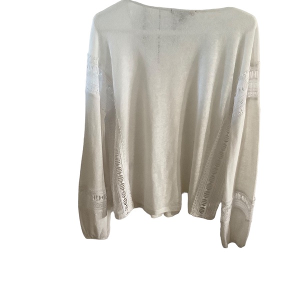 INK womens white long sleeve lace inset peasant top lined blend sz small - Picture 3 of 9